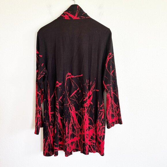 Parsley & Sage Tunic L Red Black Button Up Long Sweater Stand Up Collar - Picture 6 of 10